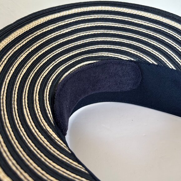 Eric Javits Women's Blue White Striped UPF50+ Champ Visor Sun Hat - Picture 3 of 8